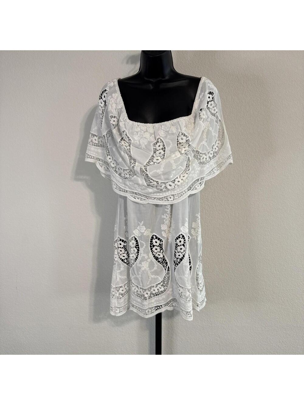 Anne Fontaine 100% Cotton Off the Shoulder Cutout Dress - Sz 40 US 6/8